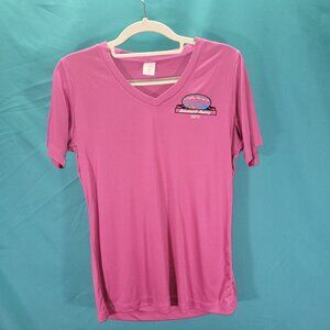 Sport-Tek Ladies Sawtooth Relay 2017 V-Neck T-Shirt Small Pink Polyester